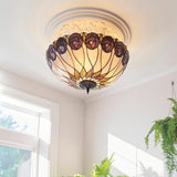 Pentleigh 3 Light Tiffany Semi Flush - Multicoloured