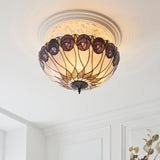 Pentleigh 3 Light Tiffany Semi Flush - Multicoloured