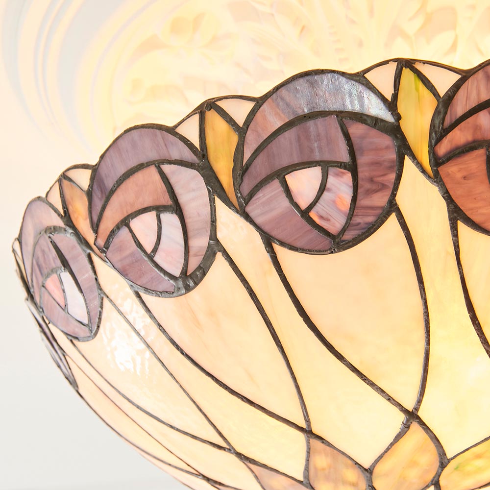 Pentleigh 3 Light Tiffany Semi Flush - Multicoloured