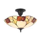 Kelverton 3 Light Tiffany Semi Flush - Multicoloured