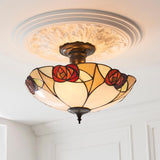 Kelverton 3 Light Tiffany Semi Flush - Multicoloured