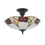 Kelverton 3 Light Tiffany Semi Flush - Multicoloured