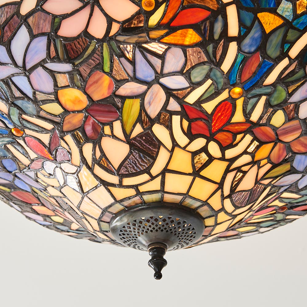 Sedgehurst 3 Light Tiffany Semi Flush - Multicoloured