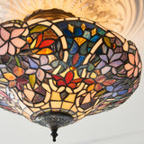 Sedgehurst 3 Light Tiffany Semi Flush - Multicoloured