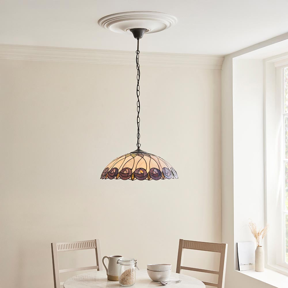 Pentleigh Large 3 Light Tiffany Pendant - Multicoloured