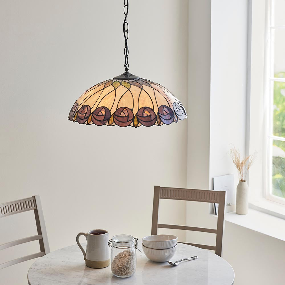 Pentleigh Large 3 Light Tiffany Pendant - Multicoloured
