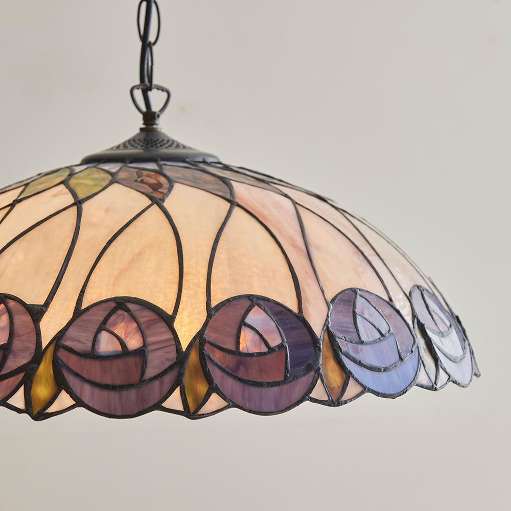 Pentleigh Large 3 Light Tiffany Pendant - Multicoloured