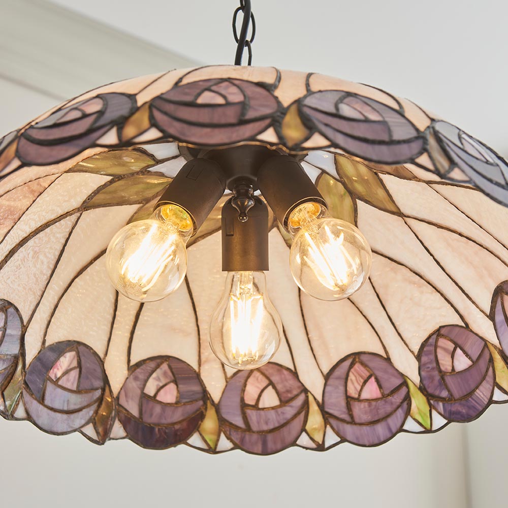 Pentleigh Large 3 Light Tiffany Pendant - Multicoloured
