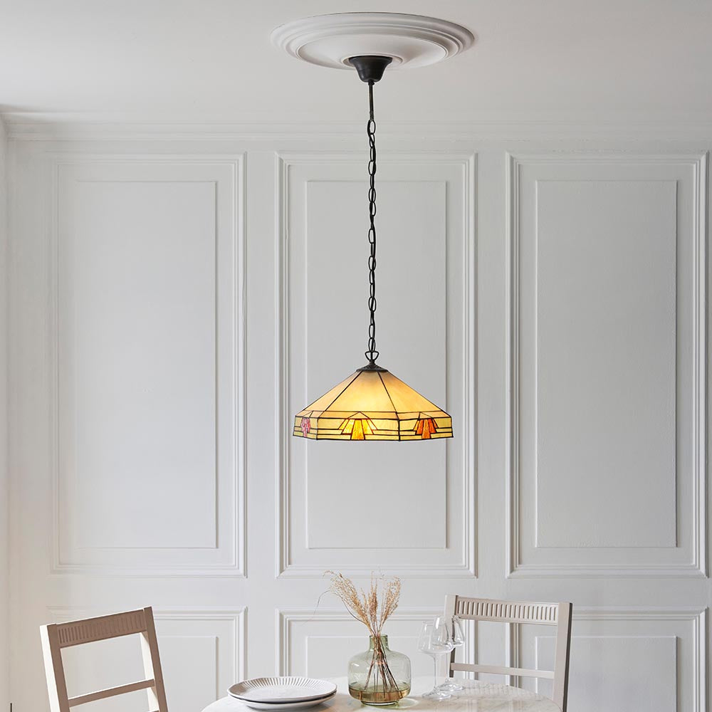 Willowmere 3 Light Tiffany Pendant - Multicoloured
