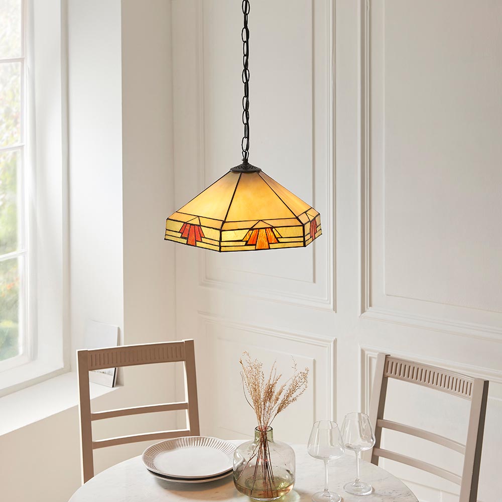 Willowmere 3 Light Tiffany Pendant - Multicoloured