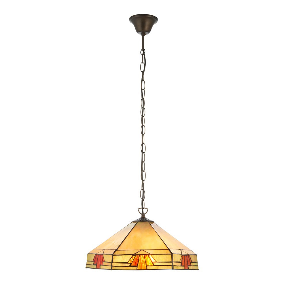 Willowmere 3 Light Tiffany Pendant - Multicoloured