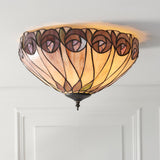 Pentleigh Medium 2 Light Tiffany Flush Ceiling Light - Multicoloured