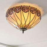 Pentleigh Medium 2 Light Tiffany Flush Ceiling Light - Multicoloured