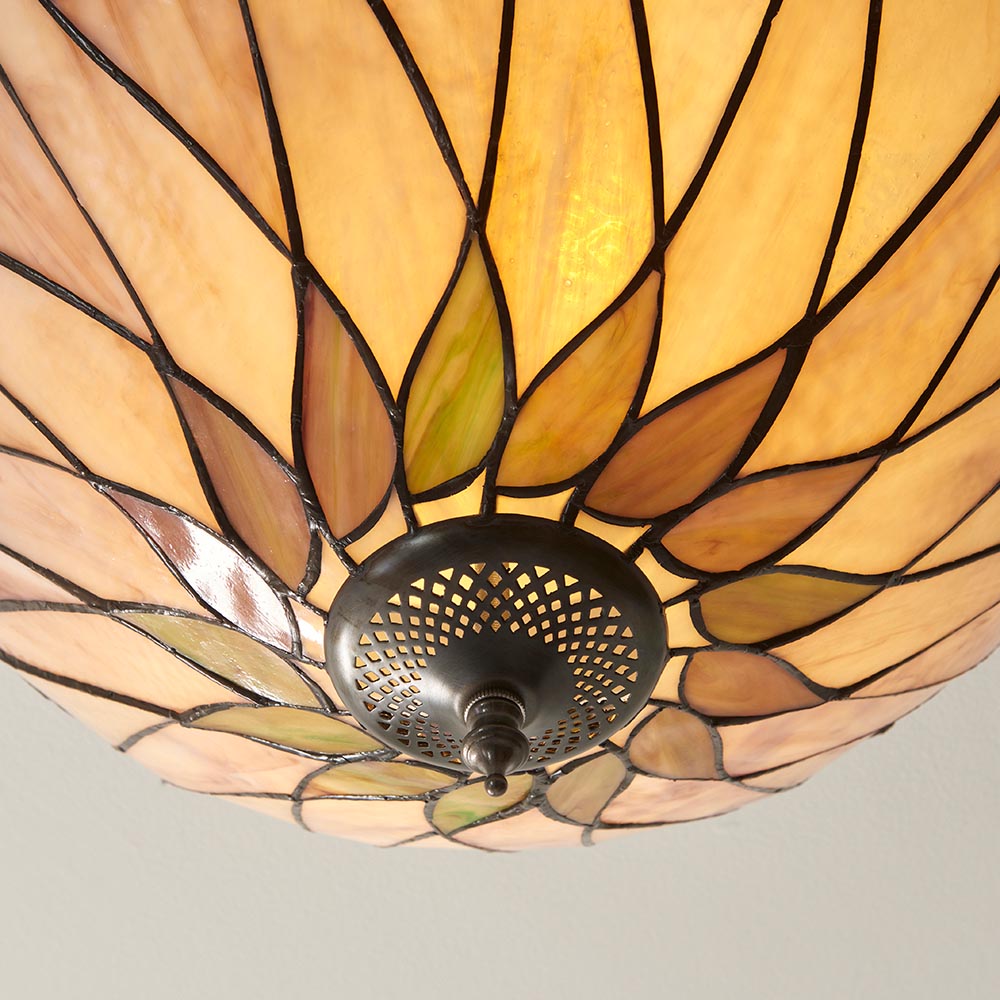 Pentleigh Medium 2 Light Tiffany Flush Ceiling Light - Multicoloured