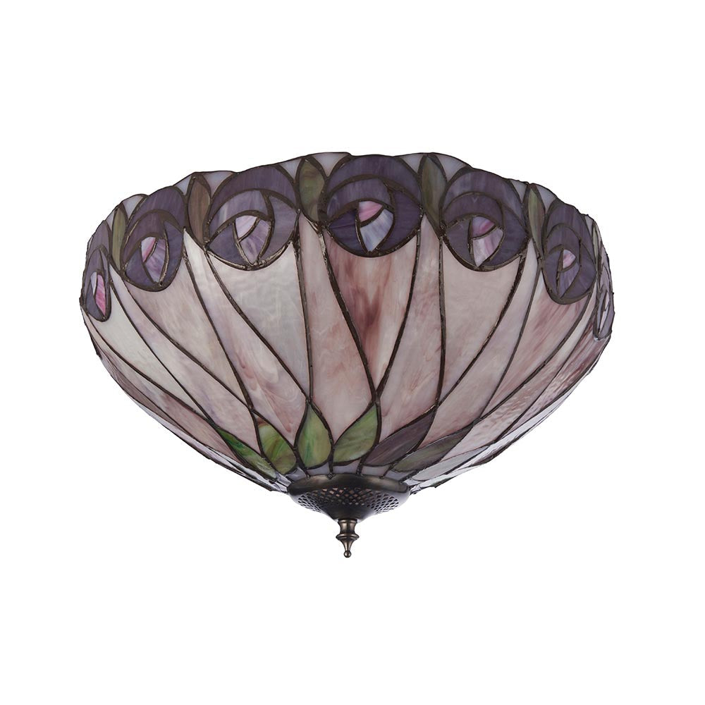 Pentleigh Medium 2 Light Tiffany Flush Ceiling Light - Multicoloured