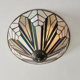 Larkbury Medium 2 Light Tiffany Flush Ceiling Light - Black