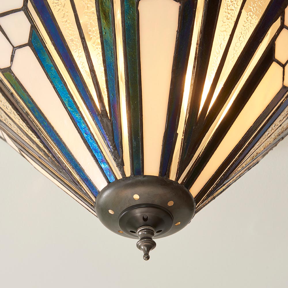 Larkbury Medium 2 Light Tiffany Flush Ceiling Light - Black