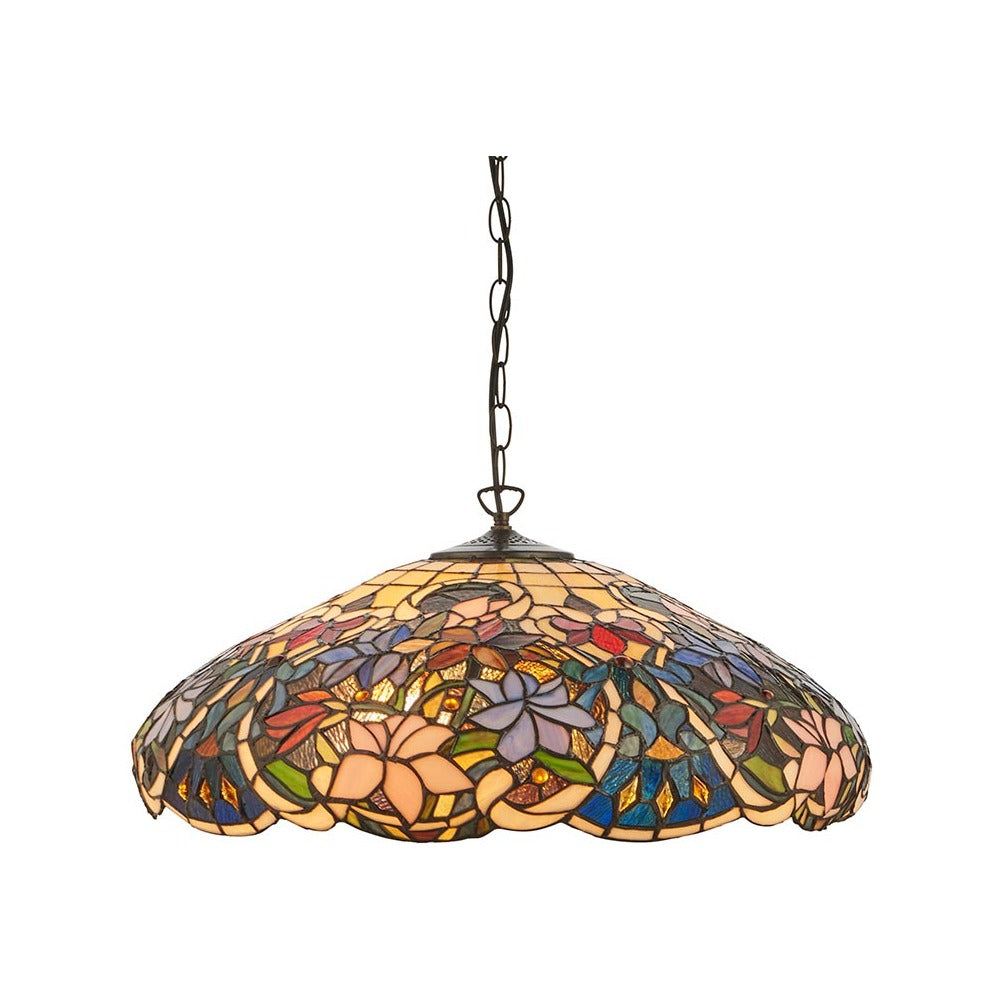 Sedgehurst Large 3 Light Tiffany Pendant - Multicoloured
