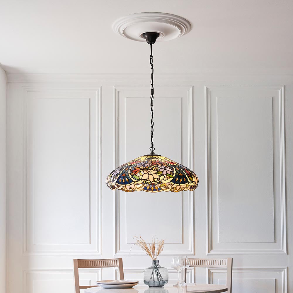 Sedgehurst Large 3 Light Tiffany Pendant - Multicoloured