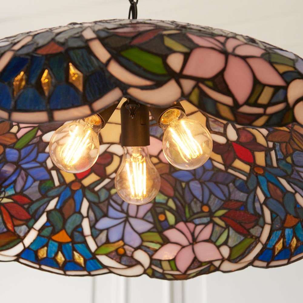 Sedgehurst Large 3 Light Tiffany Pendant - Multicoloured