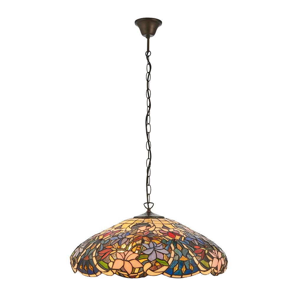 Sedgehurst Large 3 Light Tiffany Pendant - Multicoloured