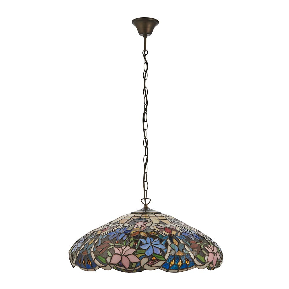 Sedgehurst Large 3 Light Tiffany Pendant - Multicoloured