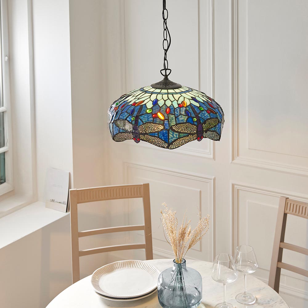 Alderworth Medium Tiffany Pendant - Blue