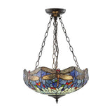 Alderworth Large 3 Light Tiffany Inverted Pendant - Blue