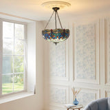 Alderworth Large 3 Light Tiffany Inverted Pendant - Blue