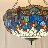 Alderworth Large 3 Light Tiffany Inverted Pendant - Blue