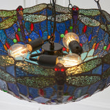 Alderworth Large 3 Light Tiffany Inverted Pendant - Blue