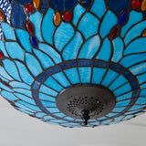 Alderworth Large 3 Light Tiffany Inverted Pendant - Blue