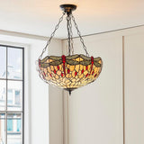 Alderworth Large 3 Light Tiffany Inverted Pendant - Beige