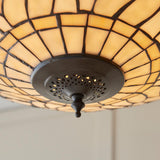 Alderworth Large 3 Light Tiffany Inverted Pendant - Beige