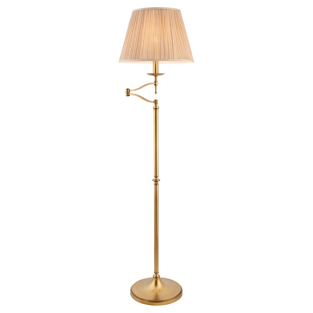 Ambledale Swing Arm Floor Lamp - Antique Brass