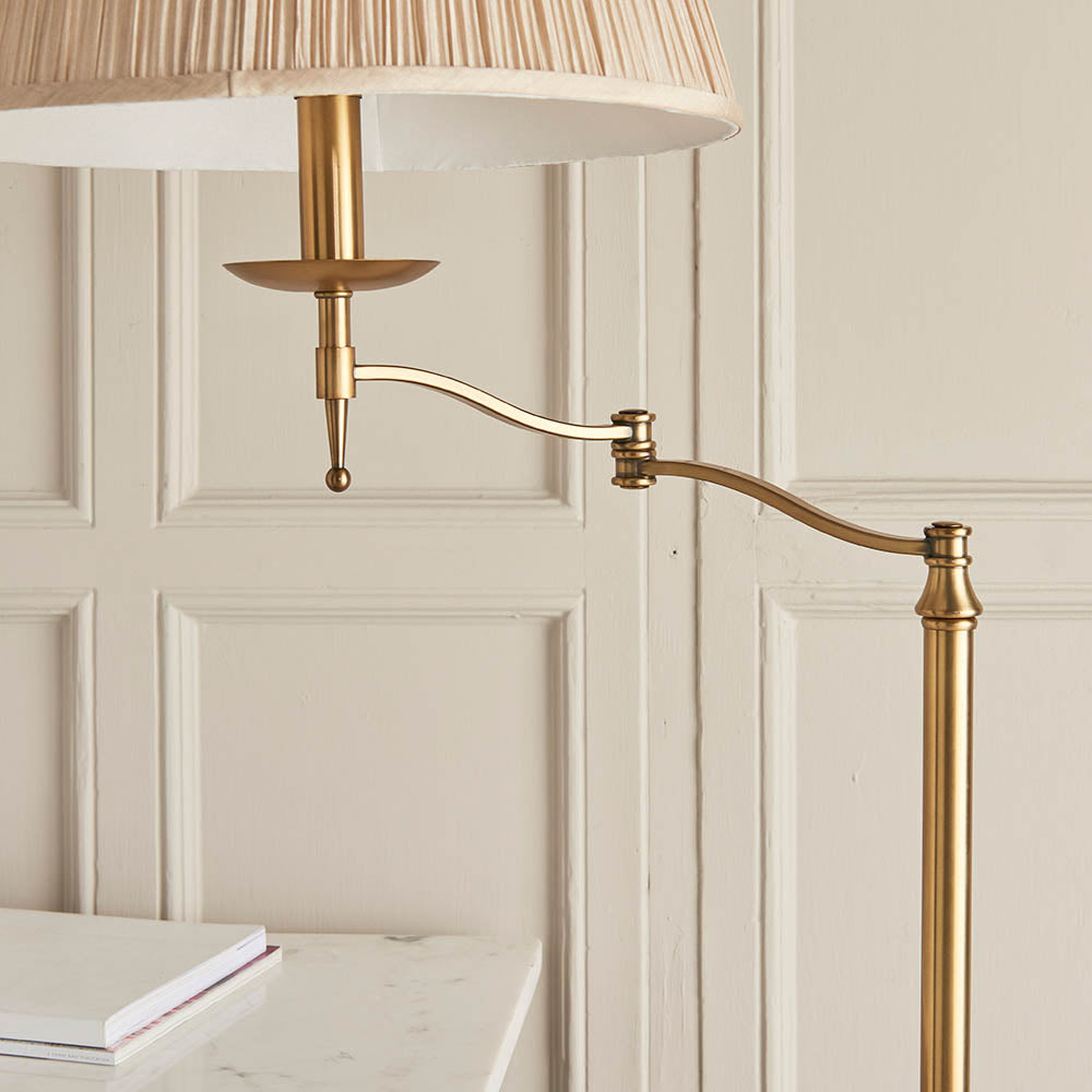 Ambledale Swing Arm Floor Lamp - Antique Brass