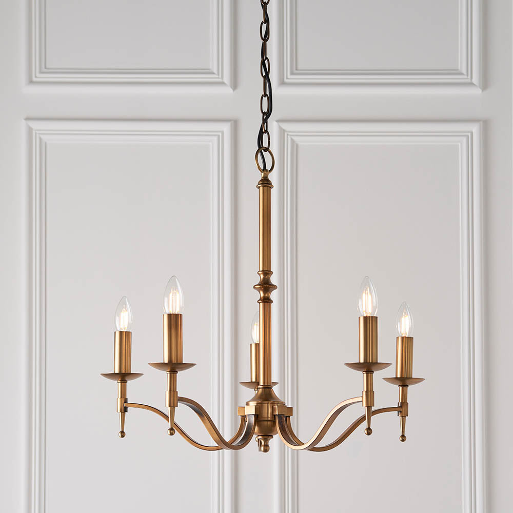 Ambledale 5 Light Chandelier - Antique Brass