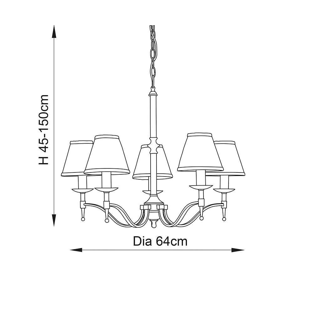 Ambledale 5 Light Chandelier - Antique Brass