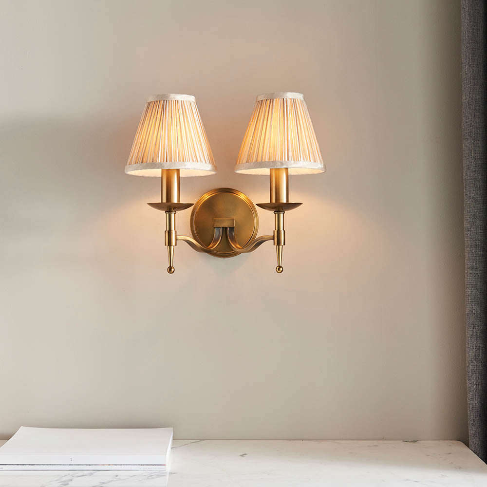 Ambledale Twin Wall Light - Antique Brass