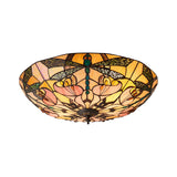 Wrenfield Large 2 Light Tiffany Flush Ceiling Light - Multicoloured