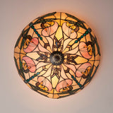 Wrenfield Large 2 Light Tiffany Flush Ceiling Light - Multicoloured
