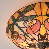 Wrenfield Large 2 Light Tiffany Flush Ceiling Light - Multicoloured