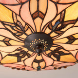Wrenfield Large 2 Light Tiffany Flush Ceiling Light - Multicoloured
