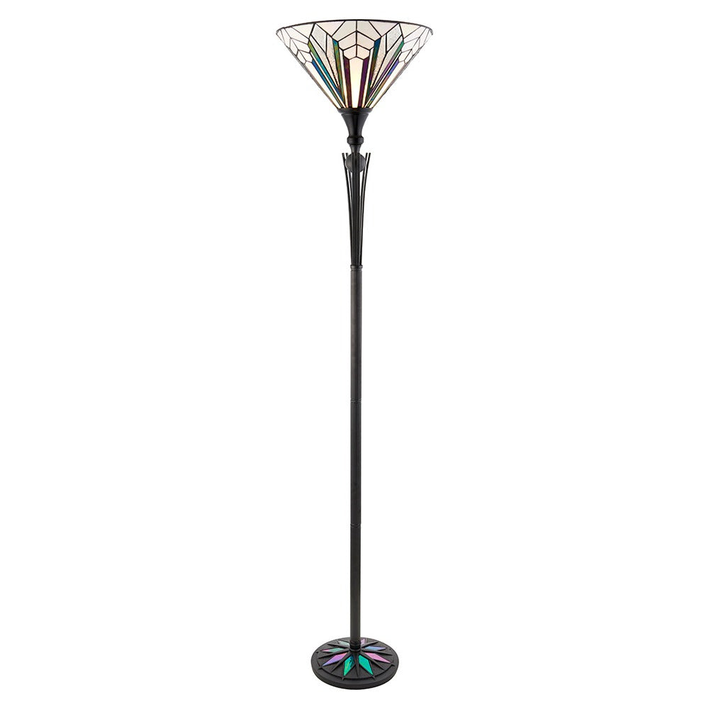 Larkbury Uplighter Tiffany Floor Lamp - Black