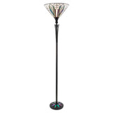 Larkbury Uplighter Tiffany Floor Lamp - Black