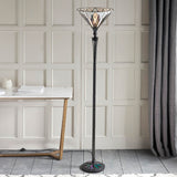 Larkbury Uplighter Tiffany Floor Lamp - Black