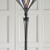 Larkbury Uplighter Tiffany Floor Lamp - Black