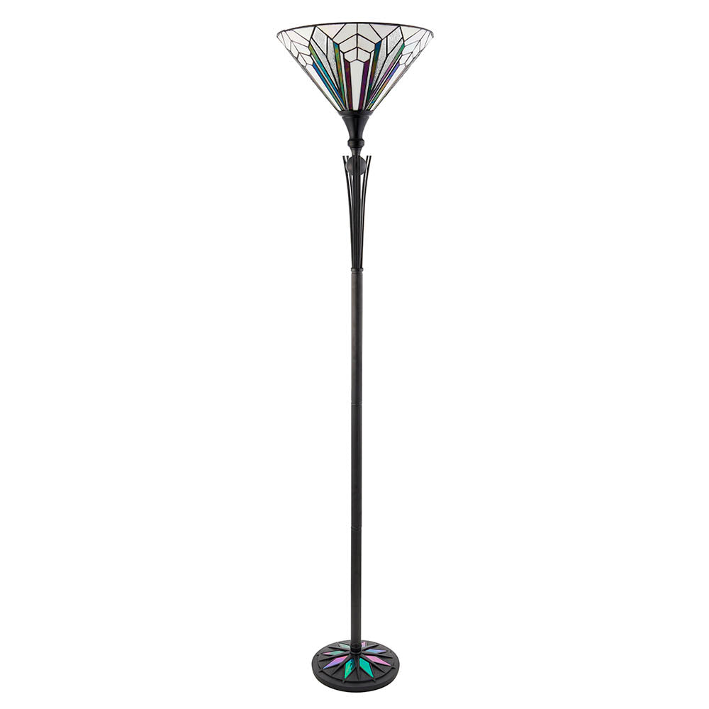 Larkbury Uplighter Tiffany Floor Lamp - Black