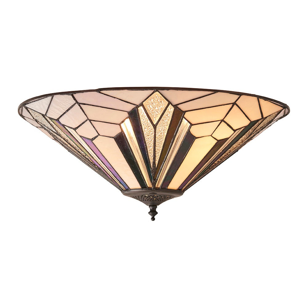 Larkbury Large 2 Light Tiffany Flush Ceiling Light - Black