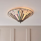 Larkbury Large 2 Light Tiffany Flush Ceiling Light - Black